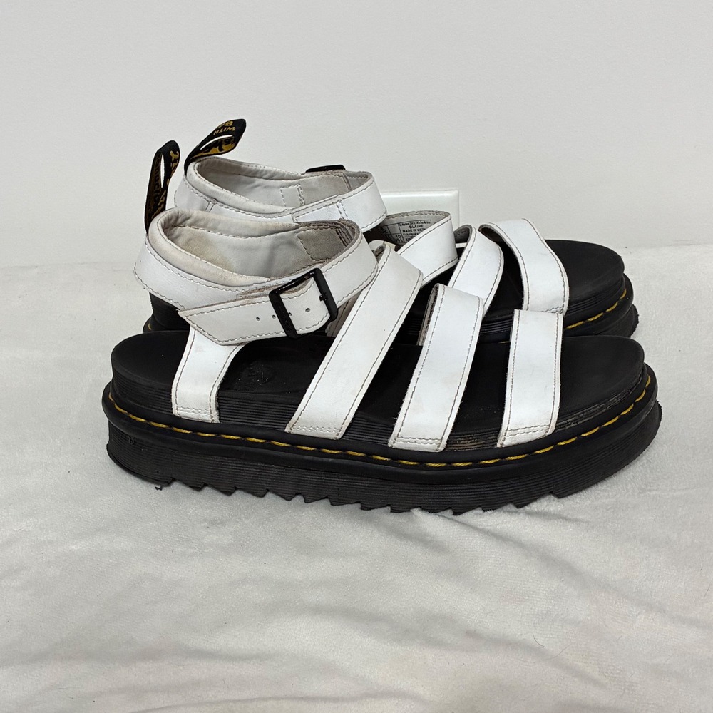 Dr. Martens Blaire White Hydro Leather Platform Gladiator Sandals Womens 10